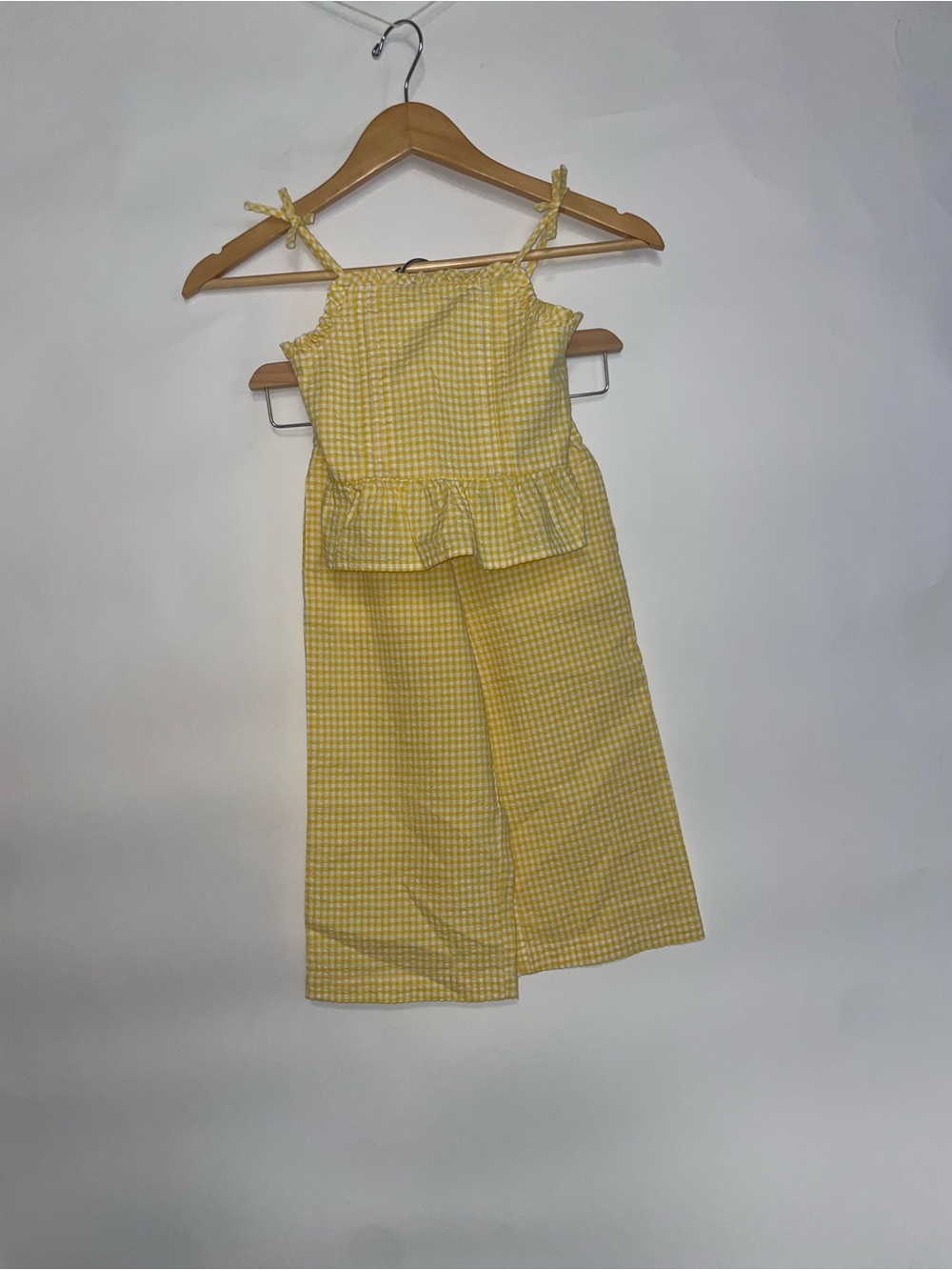 Ralph Lauren Yellow Gingham Peplum Jumpsuit size 4